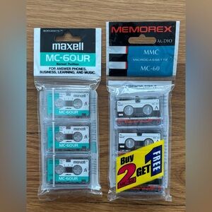 Sealed Microcassette Lot Maxell MC-60UR 3 Pack + Memorex MMC MC-60 3 Pack New